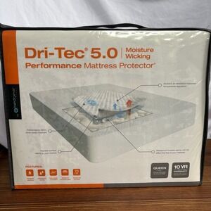 Dri-Tec 5.0 Queen Mattress Protector Waterproof Moisture Wicking Bedgear New